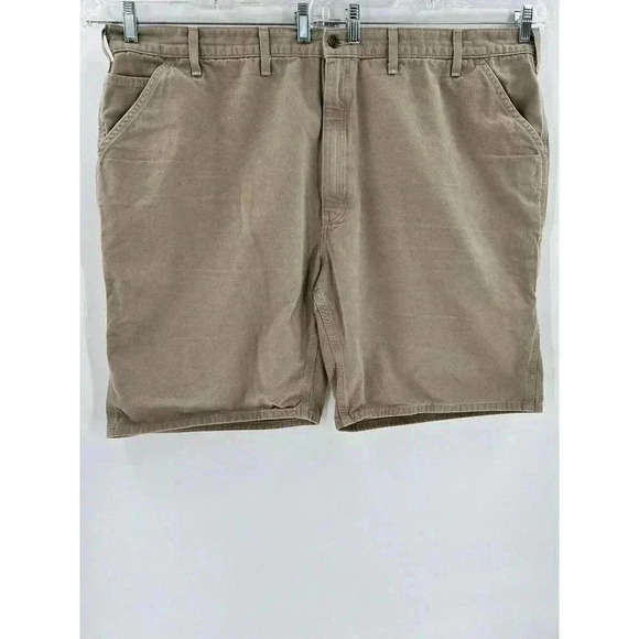 Carhartt Cargo Shorts Mens Tan Khaki Size 50X10 Pockets original Fit Flat Front - Picture 3 of 11